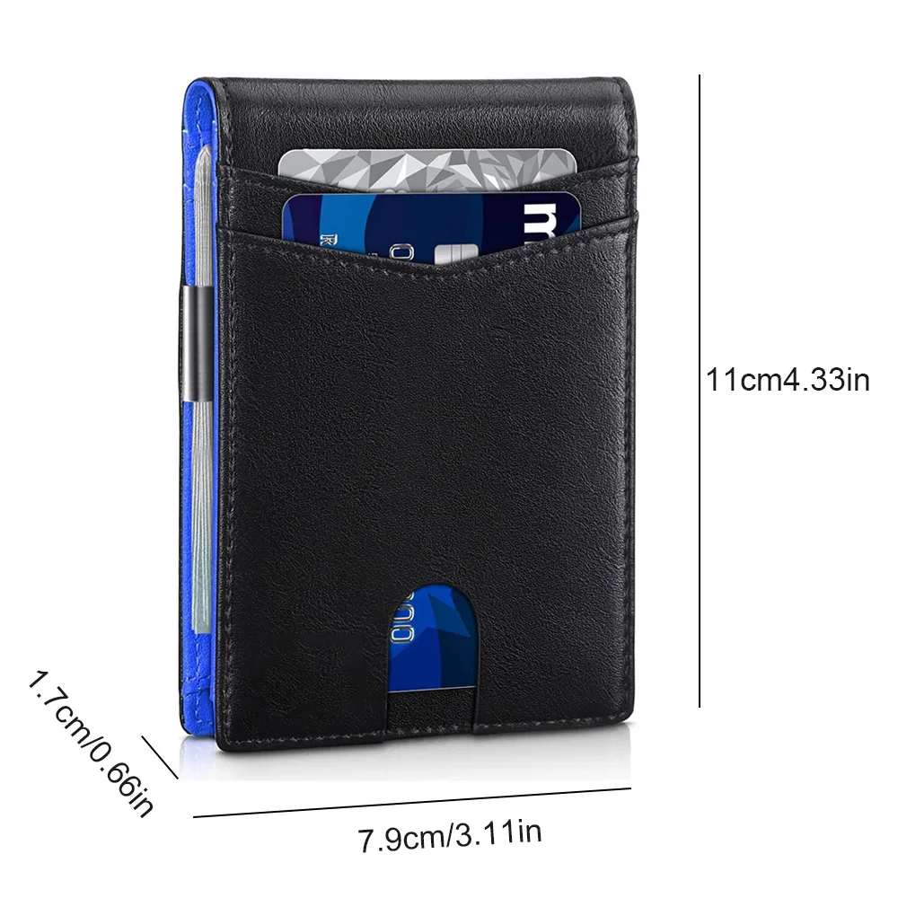 Men\'s Smart Genuine Leather Wallet Purse Bank Credit Card Holder For Men Slim Anti RFID Theft Wallet Money Clip Bag Cardholder