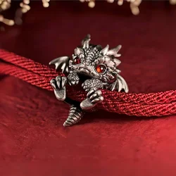 Vintage Red Rope Alloy Dragon Bracelet Bangle for Men Women Adjust Couple Bracelet This Animal Year Good Lucky Jewelry Gifts