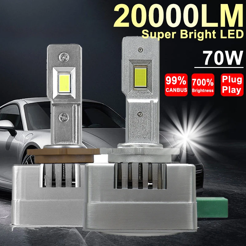 D1S LED Headlights D3S D2S D4S Canbus Super Bright 70W 20000LM Car Headlight Bulbs 6500K White 12V Plug and Play Auto Headlamp