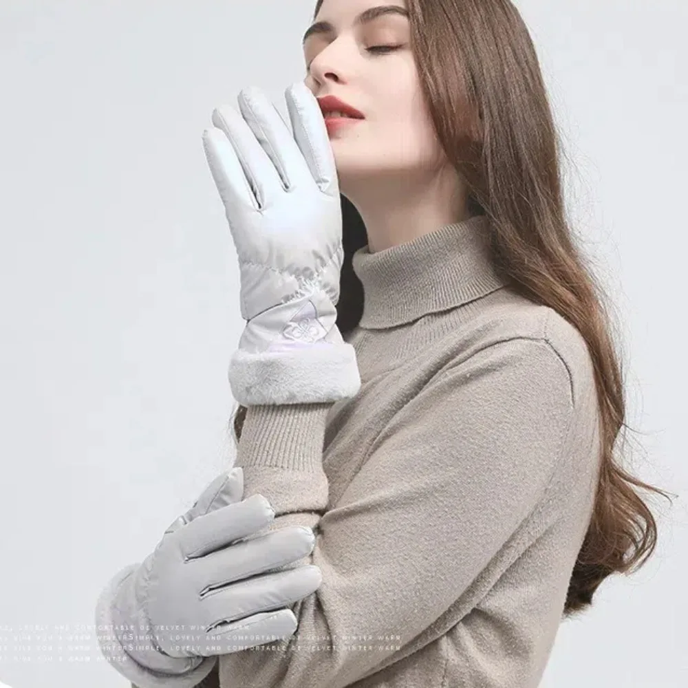 Fashion Plush Women's Bowknot Gloves Keep Warm Touch Screen Warm Gloves Thicken Shiny Ski Mittens Cycling image 3