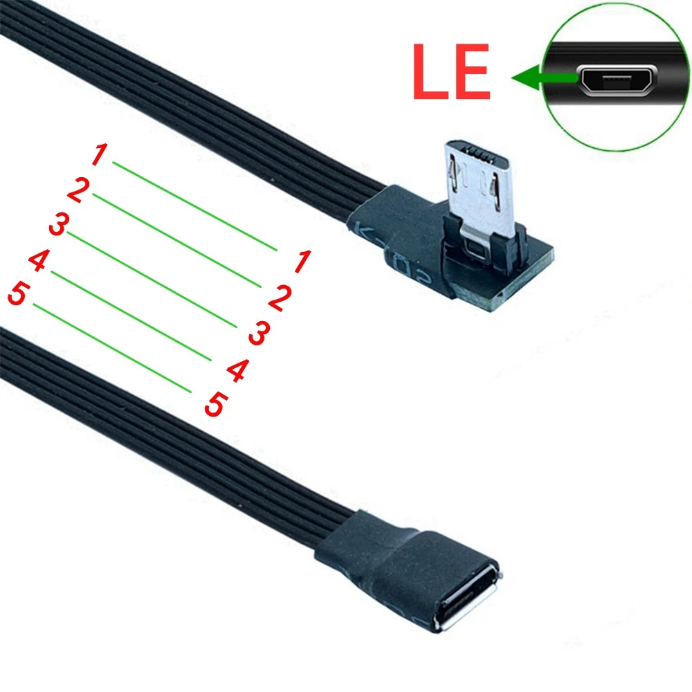 90 درجة مايكرو USB2.0 5Pin صعودا وهبوطا ويسار ويمين الزاوية ذكر إلى أنثى إلى تمديد كابلات الموصلات قابس مهايئ