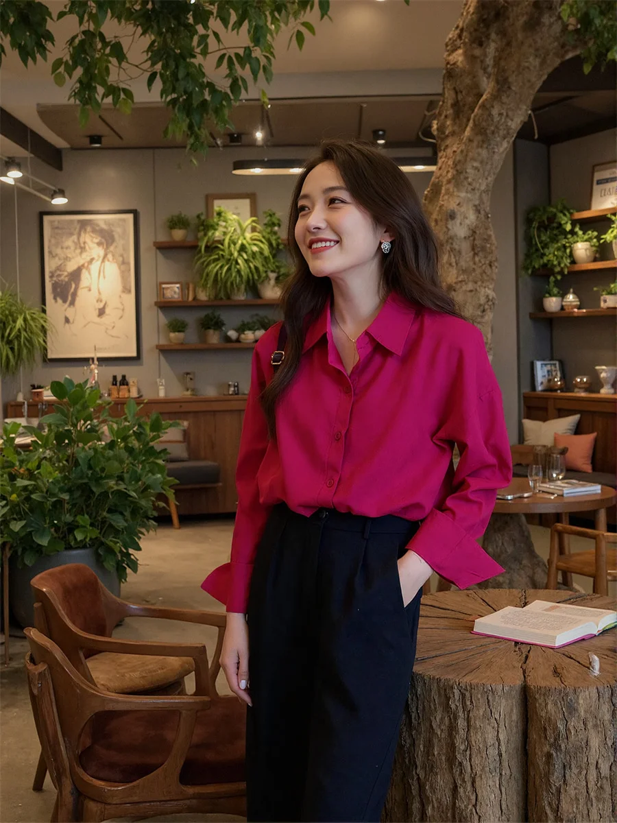 

Long Sleeve Shirts Womens Vintage Wine Lantern Mesh Patchwork Blusa Flared Pleated Flounce Artistic