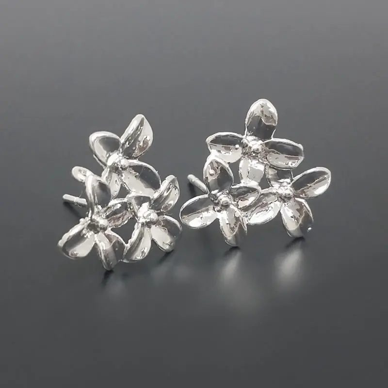 10PCS 16x14MM 18K Gold Color or Silver Color Brass Flower Stud Earrings Pins Jewelry Making Supplies Diy Findings Accessories