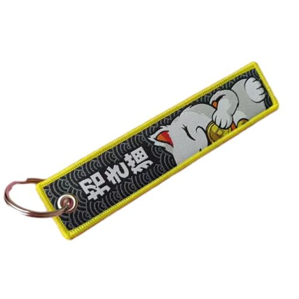 

Car Keychain Nylon Fabric Woven Label Lucky Cat Key Tags For Bmw Mercedes Audi Ford Jeep Mini Skoda Car Accessories Women Gifts