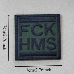 Parche táctico bordado con gancho y bucle FCK HMS para ropa