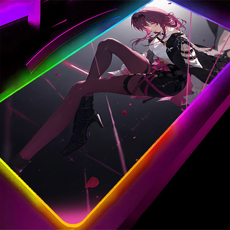 

RGB LED Mouse Pad Gaming Mat PC Accessories Mousepad Desk Mat Non Slip Extended Pad Rubber H-honkai Star Rail Kafka Keyboard Pad