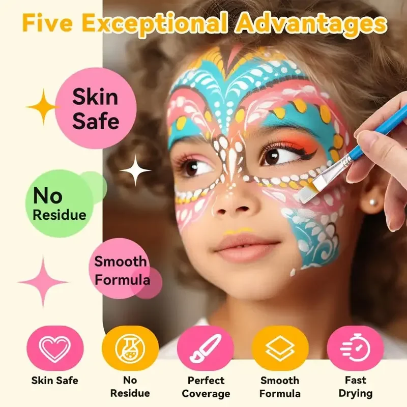 26 Color Face Makeup Palette 30g Pearlescent Water Soluble Human Body Paint Face Halloween Luminous Paint Cosplay Party