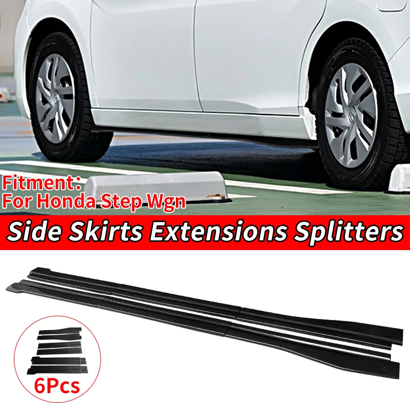 

Car Scratch Protector 6PCS Side Skirts Extension Spoiler Splitters Side Skirts Rocker Panels Lip Splitters For Honda Step Wgn