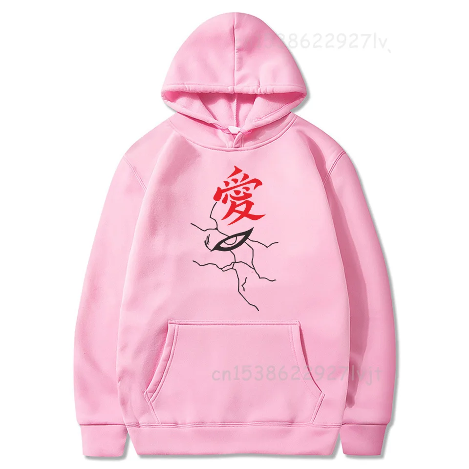 Anime Naruto Gaara Love Printed Hoodie Harajuku Manga Graphic Sweatshirt Pullover Comfortable Fleece Soft Hooded Streetwear