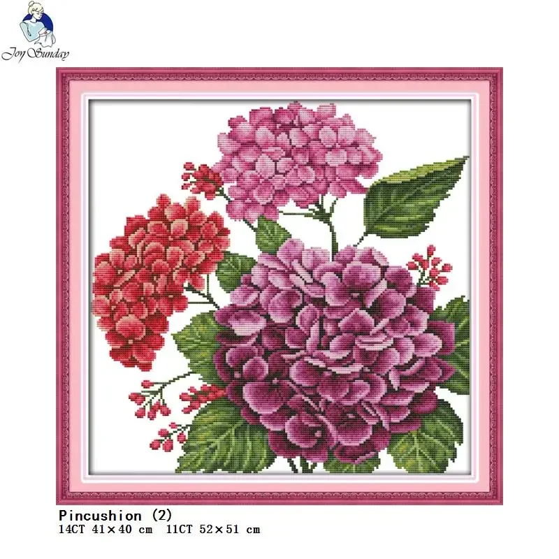 Joy Sunday hydrangea series flower pattern cross stitch 14ct white 11ct printing cross stitch kit DIY needlework embroidery set