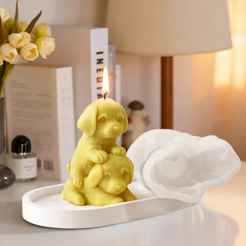Puppy Candle Silicone Mold Handmade Gifts Golden Retriever Plaster Resin Ornaments Mould Soap Candle Making Supplies