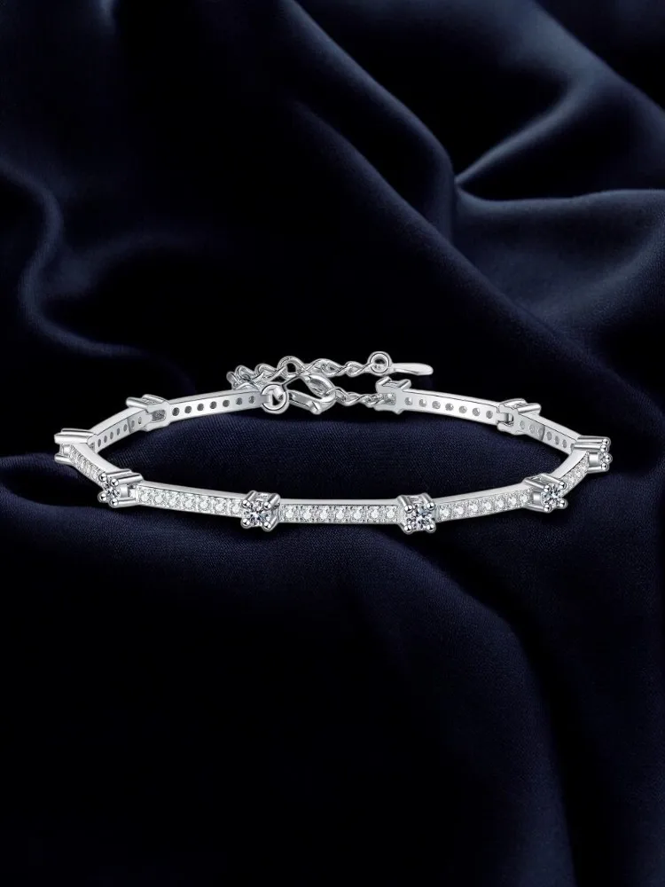 925 Sterling Silver Moissanite Fashion Trend Luxury Moissanite Design Joints Bracelet for Jewelry Gift GRA Certified