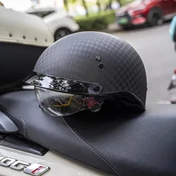 DOT 승인 남녀공용 탄소 섬유 오픈 페이스 헬멧, 뱀피 오토바이 헬멧, Cascos Para Motos, 3K, 12K, 사계절 헬멧