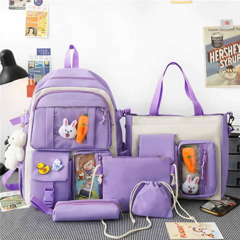 مجموعة حقائب ظهر مكونة من أربع قطع لطلاب المدارس المتوسطة والثانوية حقيبة ظهر مدرسية خفيفة الوزن وكبيرة السعة