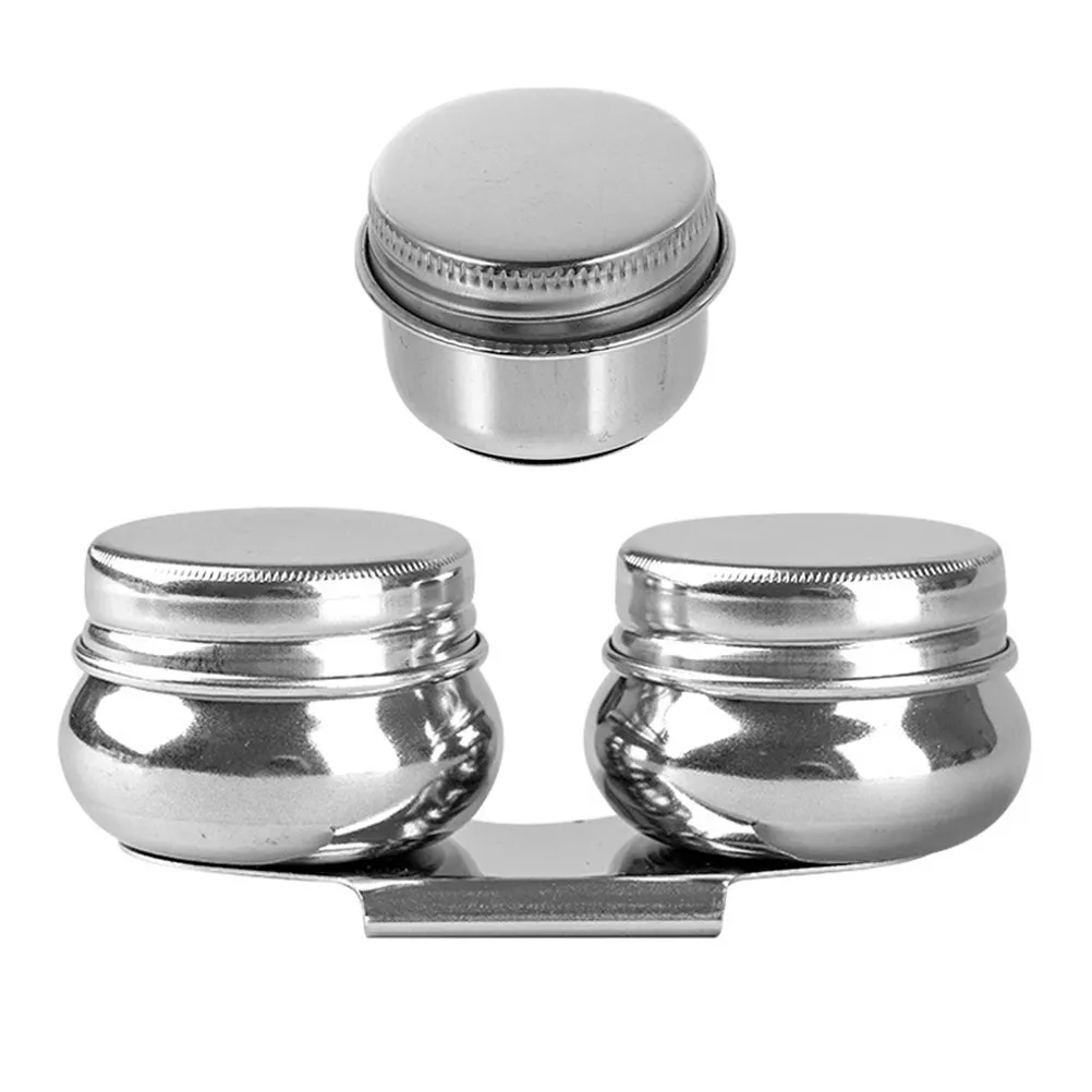 2Pcs Stainless Steel Paint Mixing Cup For Plein Air Painting Oil Paint Artist Cups Brush Washer Pot Palette Clips