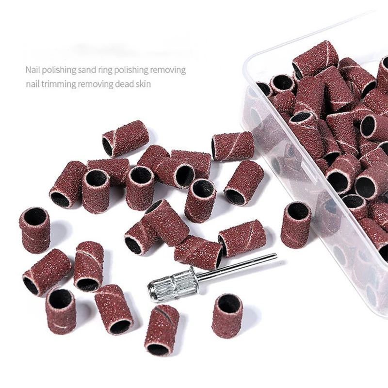75/100/210pcs/Box piaskowe paski do paznokci 80 #120 #180 # szlifowanie piaskowy pierścień do wiertarki elektryczne akcesoriów paznokcie sztuka
