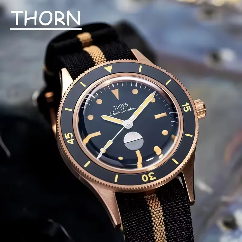 Thorn SHY039 Hygrometer Mechanical Watch NH35 Automatic Movement Luxury Watch 200m Waterproof Sapphire Luminous Men Watch