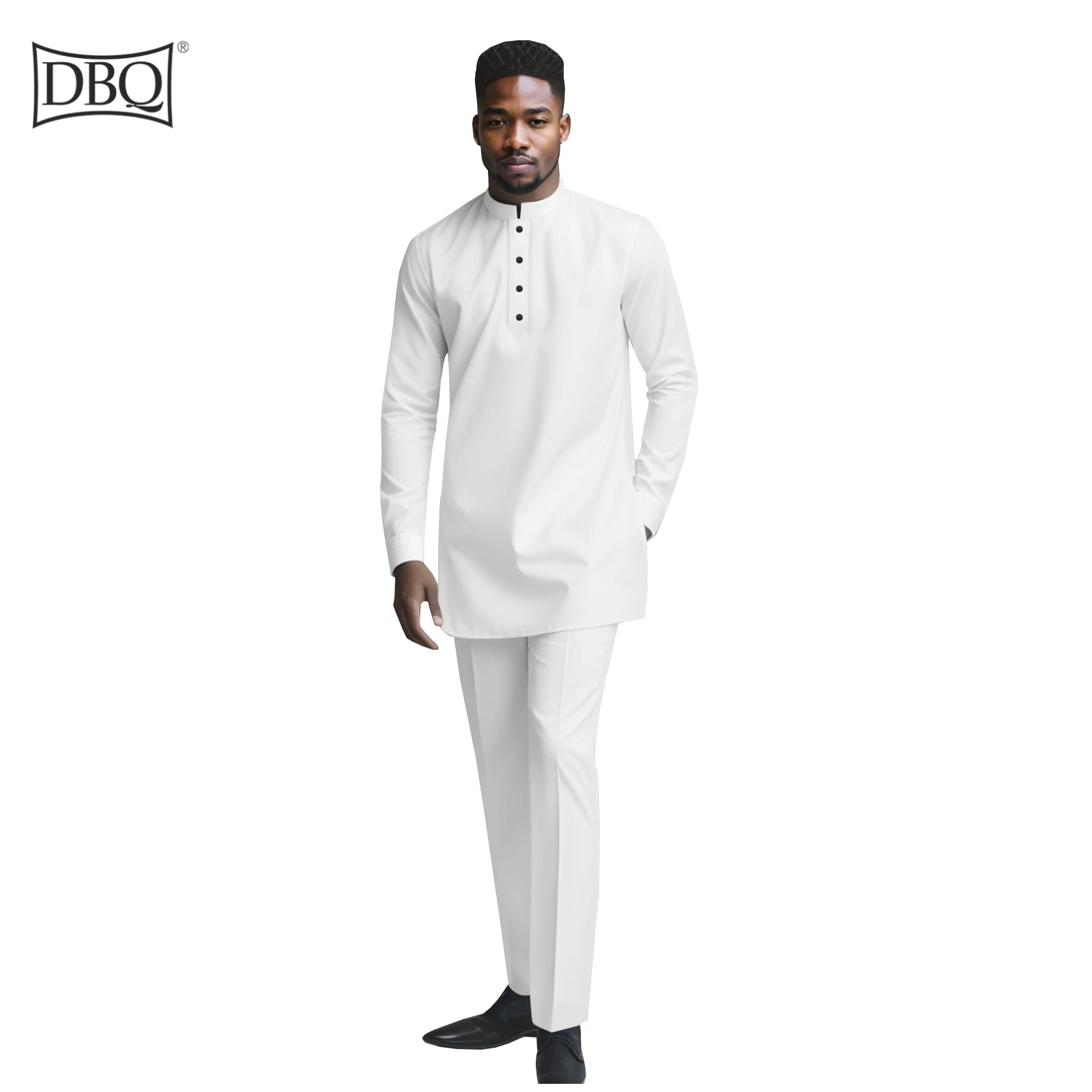 DBQ African Clothes for Men Soild Color Shirts Jacket Pants Set Plus Size Casual Outwear Traditional BD171