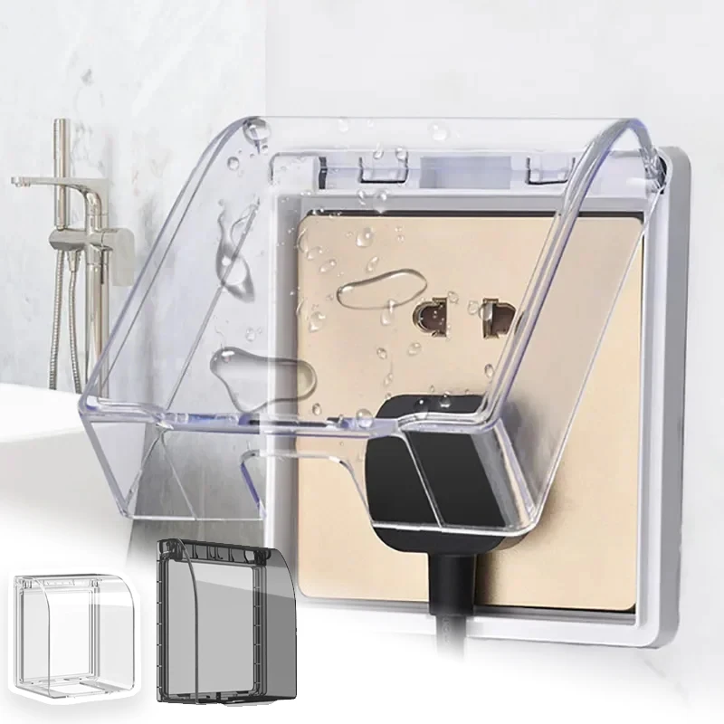 

Transparent 86-Type Waterproof Wall Socket Box Universal Switch Plate Cover Fireproof Electrical Outlet Protector Indoor Outdoor