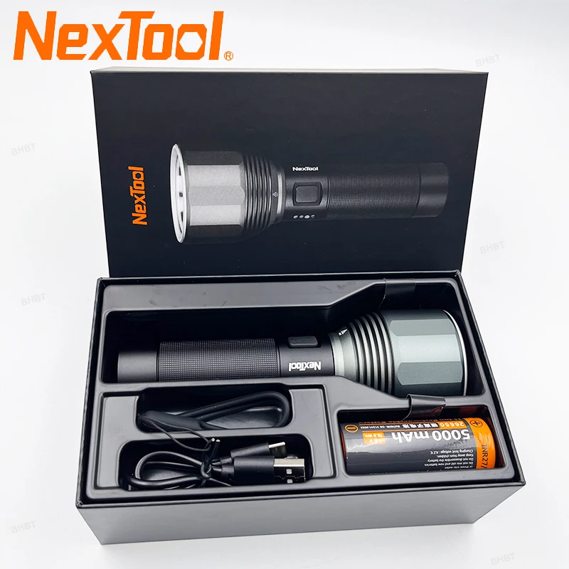 NexTool Rechargeable Led Flashlight 5000mAh 2000lm 380m IPX7 Waterproof Type-C Searching Torch Lamp for Outdoor Camping