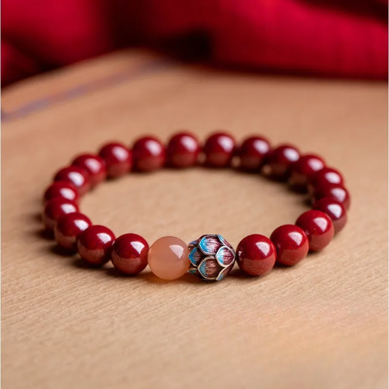 

Meditation Cinnabar Bracelet, Natal Year of The Tiger, Good Luck Beads for Men and Women