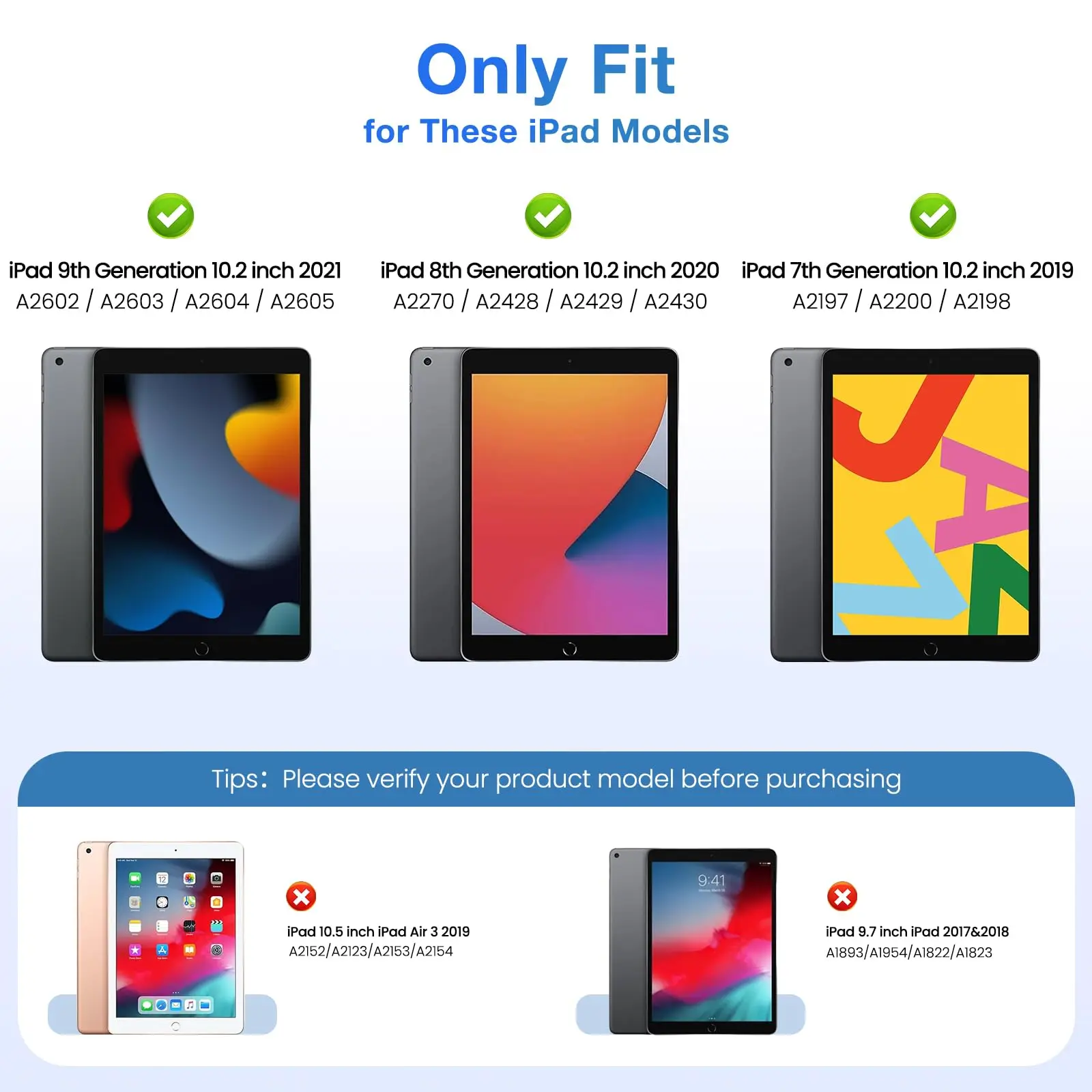 MoKo for iPad 9th/8th/7th Generation Case 10.2 Inch 2021/2020/2019 with Pencil Holder Trifold Stand Slim Cover with Hard PC Back