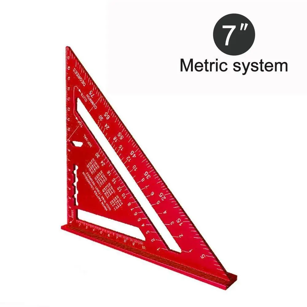 Nieuwe 7Inch Driehoek Liniaal Meetinstrument Aluminium Timmermansgereedschap Inch Metrische Hoek Liniaal Snelheid Vierkant Houtbewerking Gereedschap