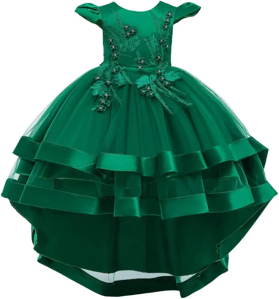 Ragazza Principessa Concorso di bellezza Alto e basso Gaul Abito da damigella d'onore per bambini Ballo Festa di compleanno Abito da laurea, Abito da comunione