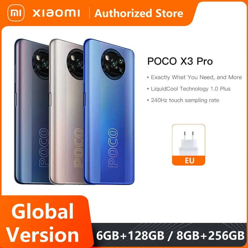 Глобальная версия телефона Xiaomi POCO X3 Pro 128 ГБ/256 ГБ Snapdragon 860 NFC 6,67 дюйма, 120 Гц, точечный дисплей, 5160 мАч, 33 Вт, зарядная камера Quad