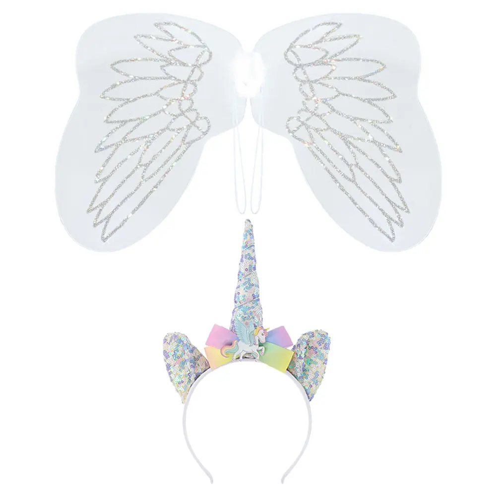 

Headband Wings Set Unicorn Fairy Costume Props Lightweight Kids Party Birthday Masquerade Accessories DIY Decor