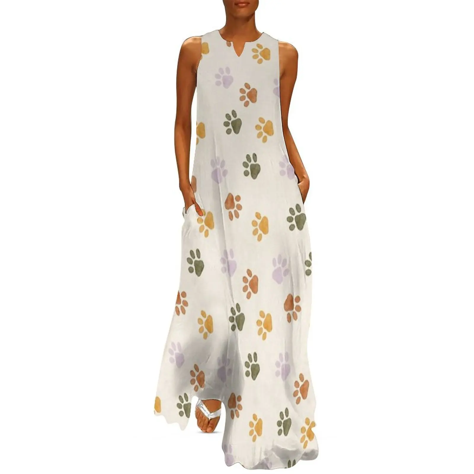 

Dog Paw Prints Long Dress dress for woman dresses for prom Casual dresses summer dresses womens 2025