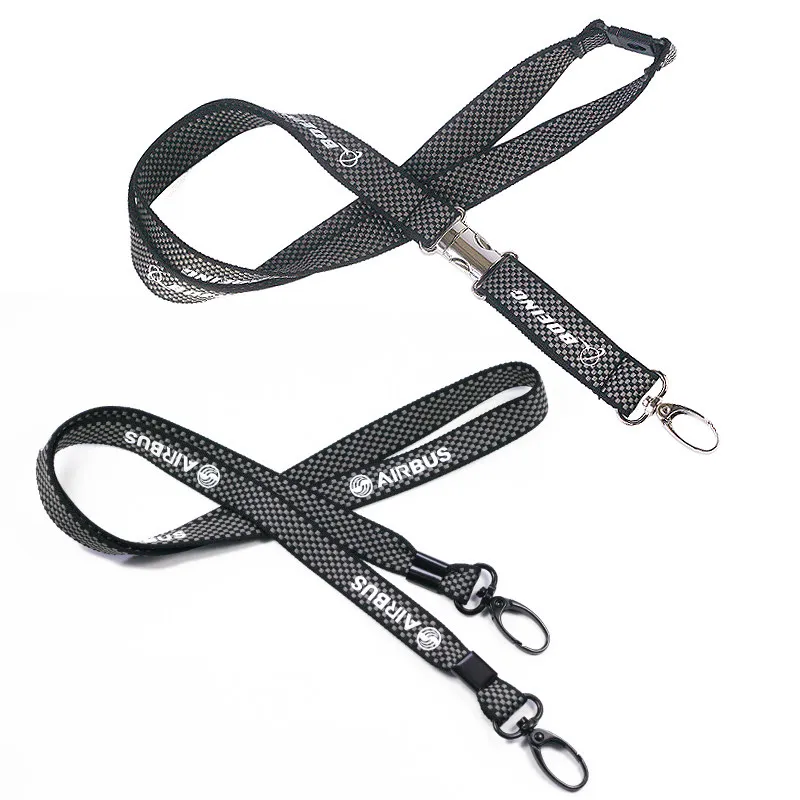 Boeing BOEING Airbus AIRUBS Carbon Fiber Mesh Metal Wide Edition Document Double Hook Lanyard Crew Badge
