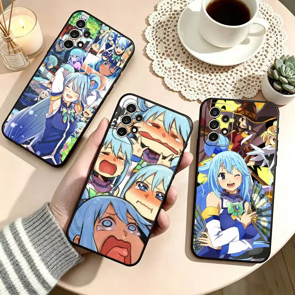 a-Aqua k-Konosuba funny cute Phone Case For Samsung S25,S24,S21,S22,S23,S30,Ultra,S20,Plus,Fe,Lite,Note,10,Black Cover