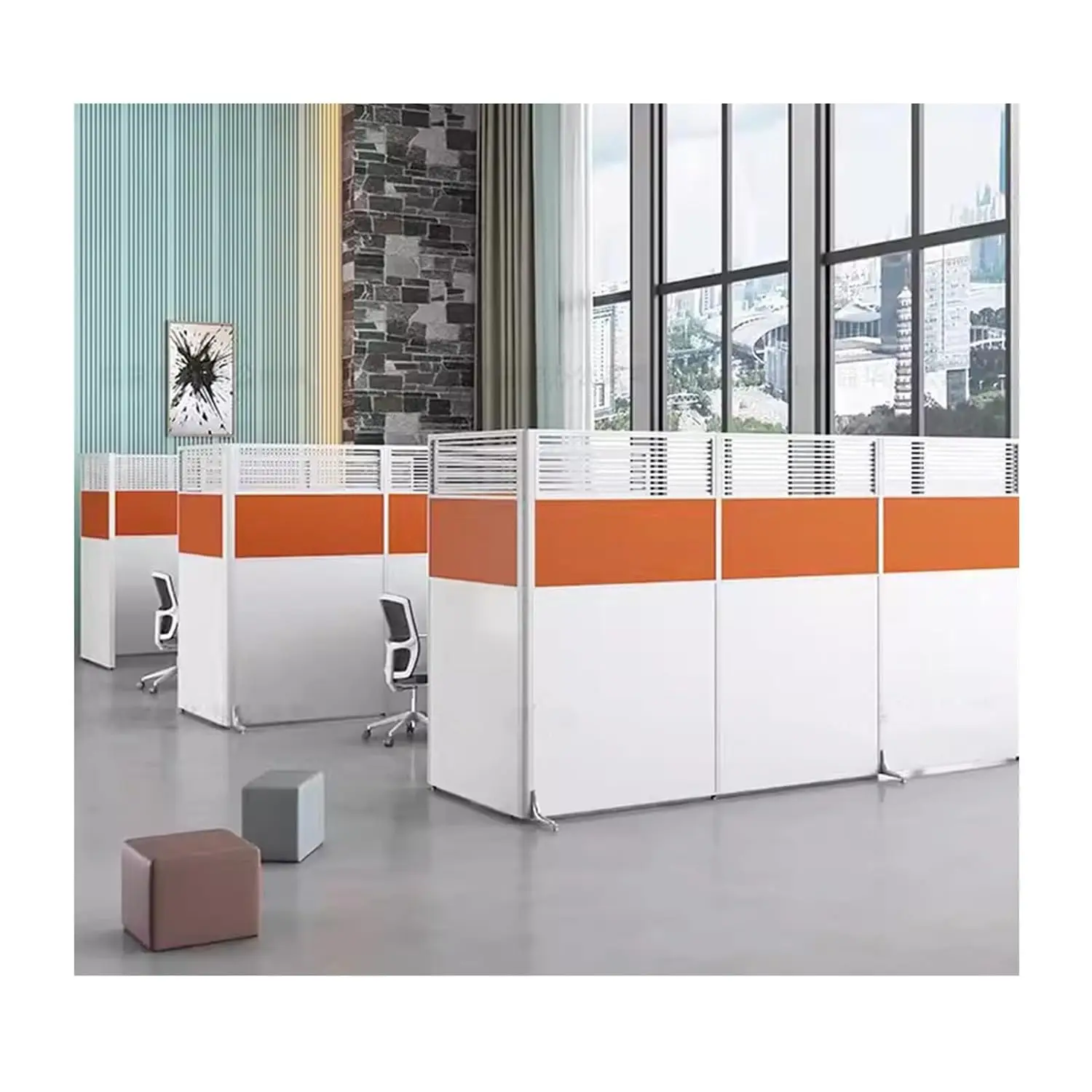 

Freestanding Privacy Panel Folding Modular Wall Movable Office Cubicle Divider Workstation Screen 1.2x1.8m, Custom