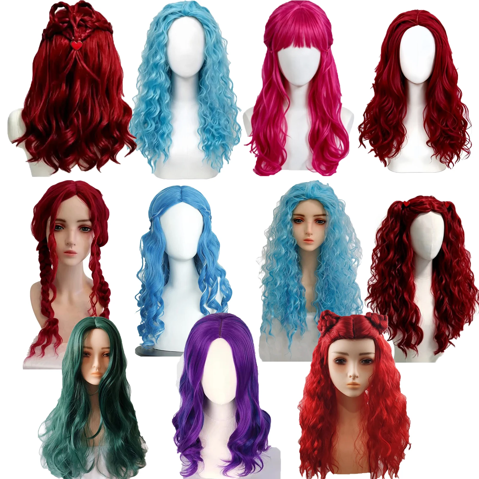Perruque Descendants 5 pour enfants et adultes, accessoires de costume pour fête cosplay, Halloween, carnaval