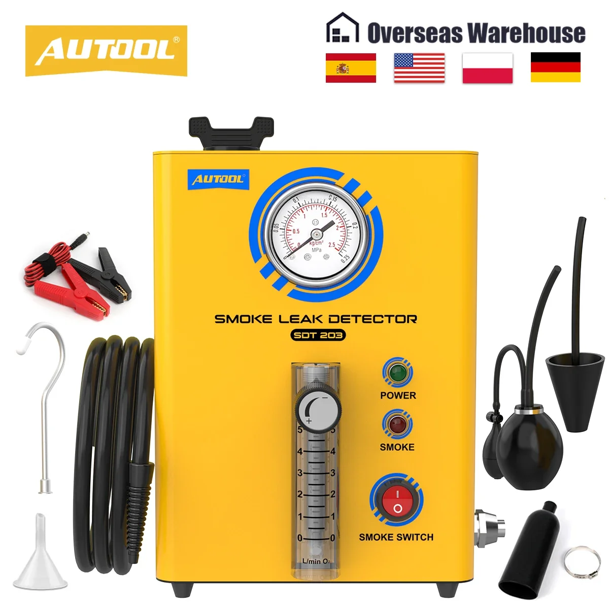 AUTOOL SDT203 Car Smoke Leak Detector EVAP Pipe Smoking Generator Pipe Leakage Analyzer Tester EVAP System Diagnostic Tools