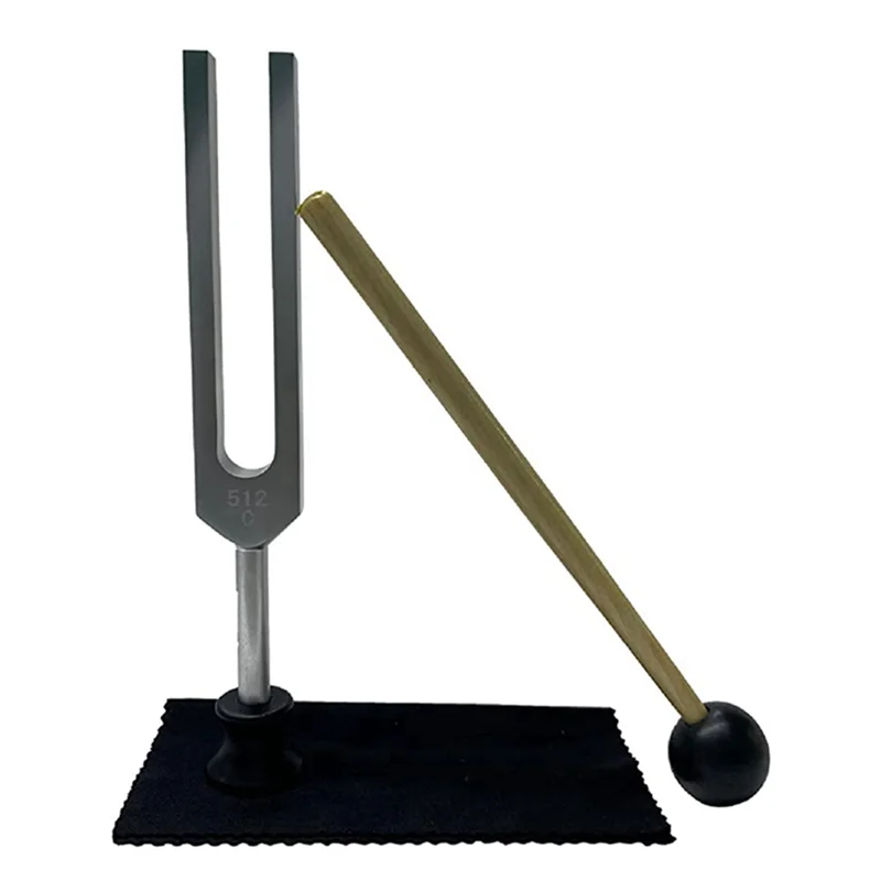 A22I Tuning Fork Set (128Hz, 256Hz, 512Hz) for Therapy with Silicone Hammer, Repair Tool, Cleaning Cloth and Storage Bag