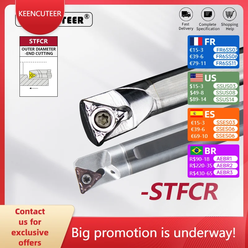 

STFCR Internal Turning Tool Tungsten steel Shockproof Lathe Boring Bar C10K-STFCR C12K-STFCR C12M-STFCR Cutter Bar CNC Lathe