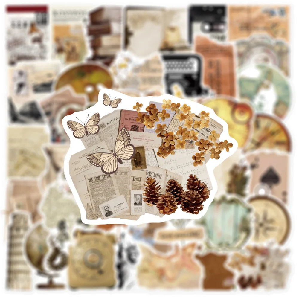 10/30/50pcs Retro Art Pattern Graffiti Stickers Vintage Aesthetic Decals DIY Scrapbook Phone Suitcase Cartoon Sticker Decoration