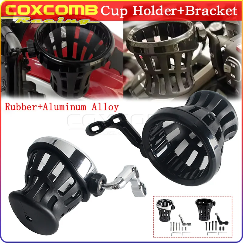 Motorcycle Perch‑Mount Cup Holder Drink Support For Harley BMW R nine T Ducati Scrambler Pan America Honda Shadow Yamaha SCR900