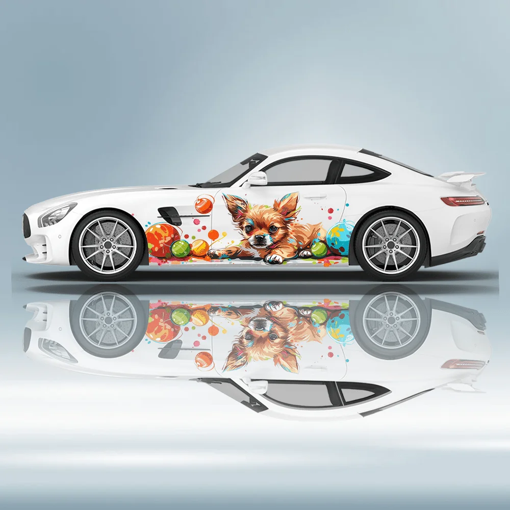 

Чихуахуа красочная краска всплеск автомобиля боковая наклейка украшение защита, водонепроницаемая самоклеящаяся наклейка автоаксессуары оберточная крышка