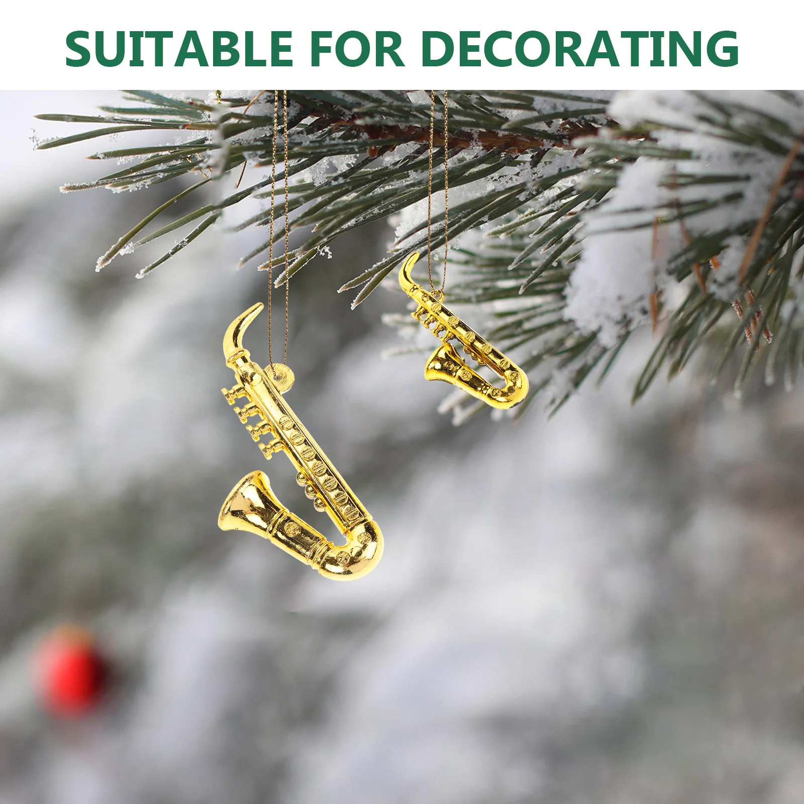 Adornos de saxofón en miniatura de 20 piezas, decoración colgante de árbol de Navidad de plástico, Mini instrumento Musical para fiesta de Navidad, escritorio en casa