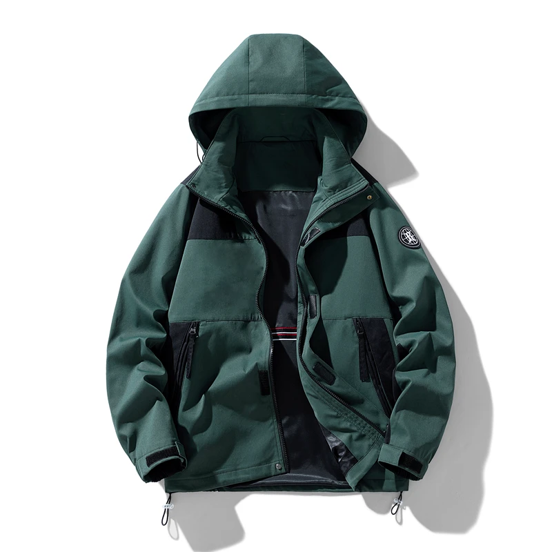 

Waterproof Hiking Hooded Outdoor Jacket High Quality Patchwork Fashion Casual Windproof Unisex Autumn Trendy Casual Windbreaker