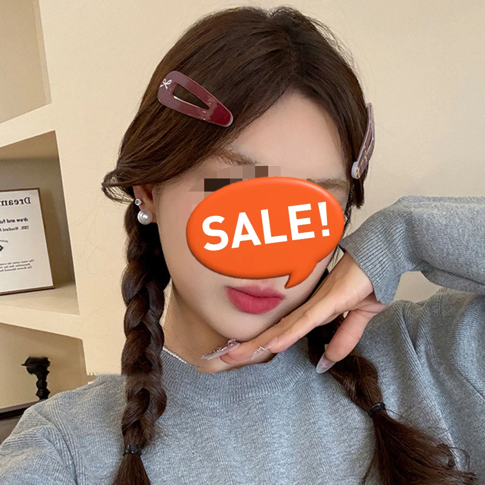 6PC Retro Red Plaid BB Hairpins Side Clips for Women And Girls European American Style Hair Accessories Gift Headwear Ornament