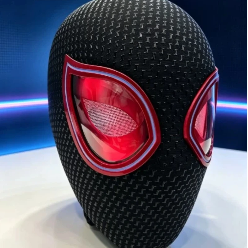 Cartoon Spider-Man Helmet Miles Morales 1:1 Mask With Movable Eyes Electronic Ring Control Cosplay Mask Toy For Birthday Gift