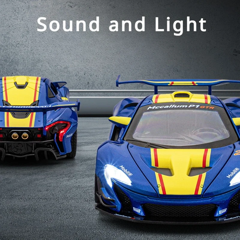 1:22 McLaren P1 GTR  Alloy Racing Car Model Diecast Metal Car Model Simulation Sound and Light Collection Childrens Toy Gift