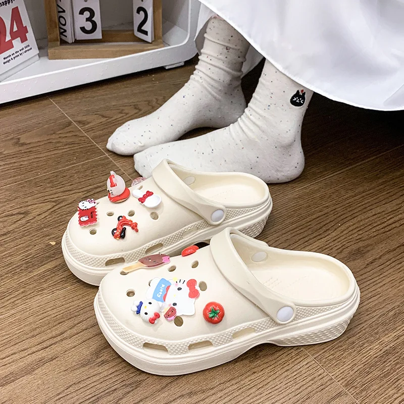 

Sanrio Girl Hello Kitty Garden Shoes Kawaii Beach Shoes Sandal Home Shoes Slippers Cartoon Anime Fashion Soft Sole Comfort New