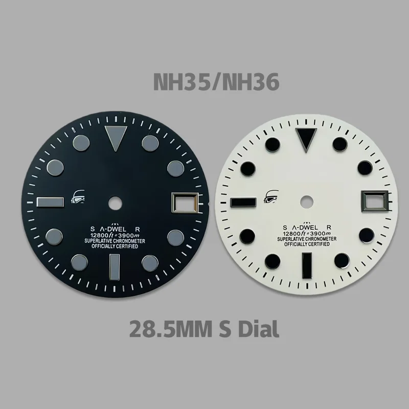 

28.5mm NH35 Dial with S Logo, Black Samurai Dial, No Lume, Suitable for NH35/NH36 Movement, Watch Modification Parts