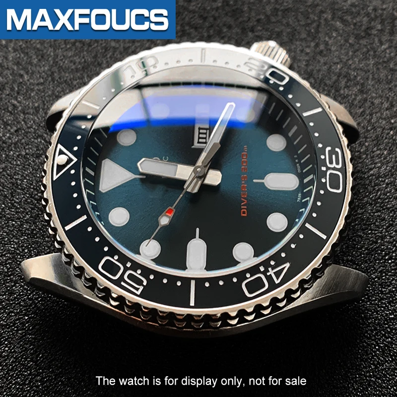 Leuchtender Zeiger bei 12 Uhr, schräger Keramik-Lünetteneinsatz, MOD SKX007 Divers, passend für 31,5 x 30,5 mm, kristallschwarzes Uhrenzubehör – Detail 5