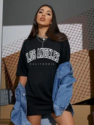 Los Angeles California USA Street T-Shirts Women  Fashion Hip Hop Short Sleeve Breathable Tops Loose Oversized Tshirt Streetwear